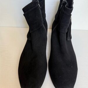 VANELI Black Suede Ankle Booties with Side Zip